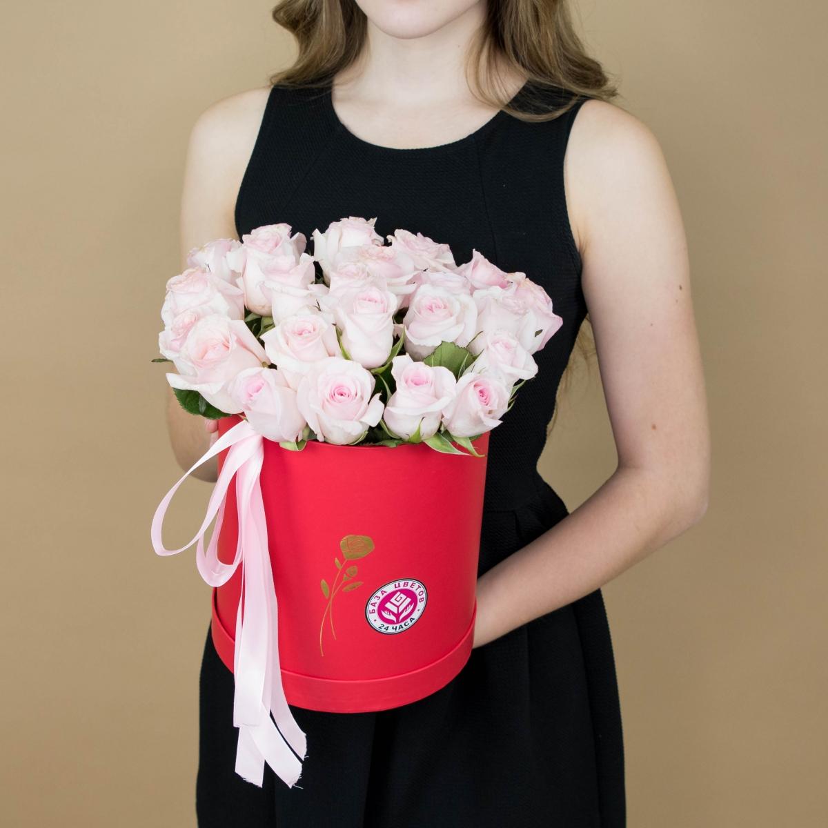 Розы розовые в шляпной коробке Артикул   432nv