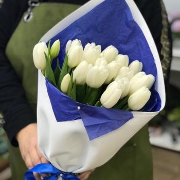Белые тюльпаны 23 шт. (код товара: 72468novosib)