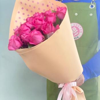 Розовые розы 60 см 15 шт. (Россия) код товара   73296nv