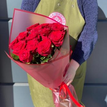 Красные розы 60 см 15 шт. (Россия) (№  73332novosib)